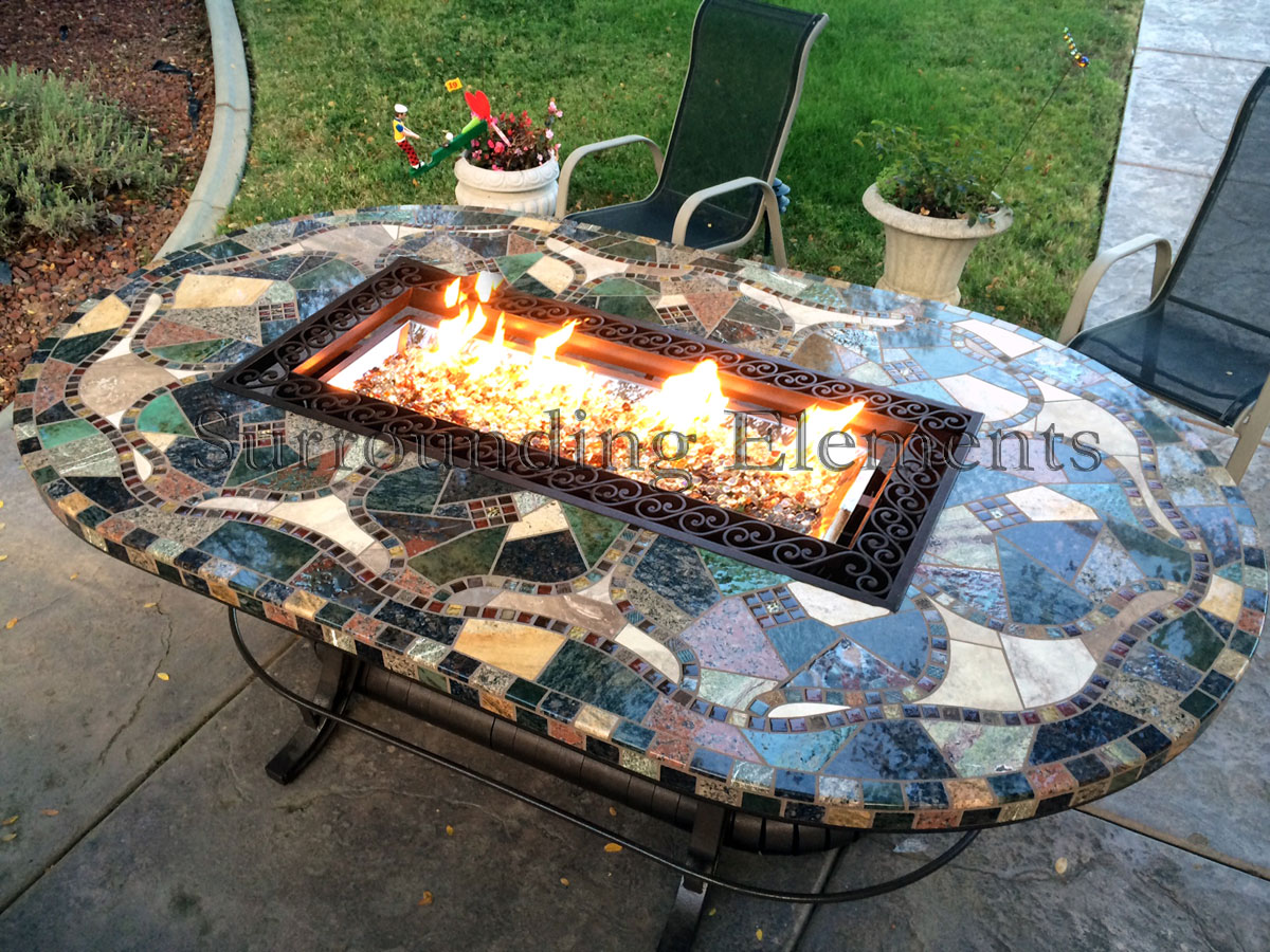 4 5 X 7 5 Oval Mosaic Table With Rectangular Crystal Fire Wavy Vineyard Design Item Tab90 Outdoor De Backyard Patio Furniture Custom Backyard Outdoor Decor